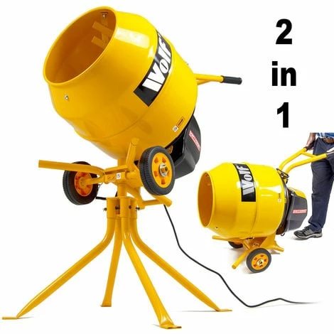 Wolf 550W 135 Litre Concrete Mixer & Stand 1 Wolf 550W 135 Litre Concrete Mixer & Stand